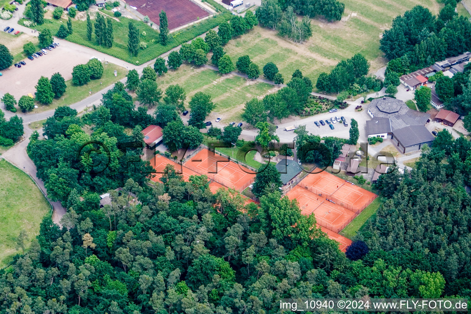 Aerial view of Tennis club in Rülzheim in the state Rhineland-Palatinate, Germany