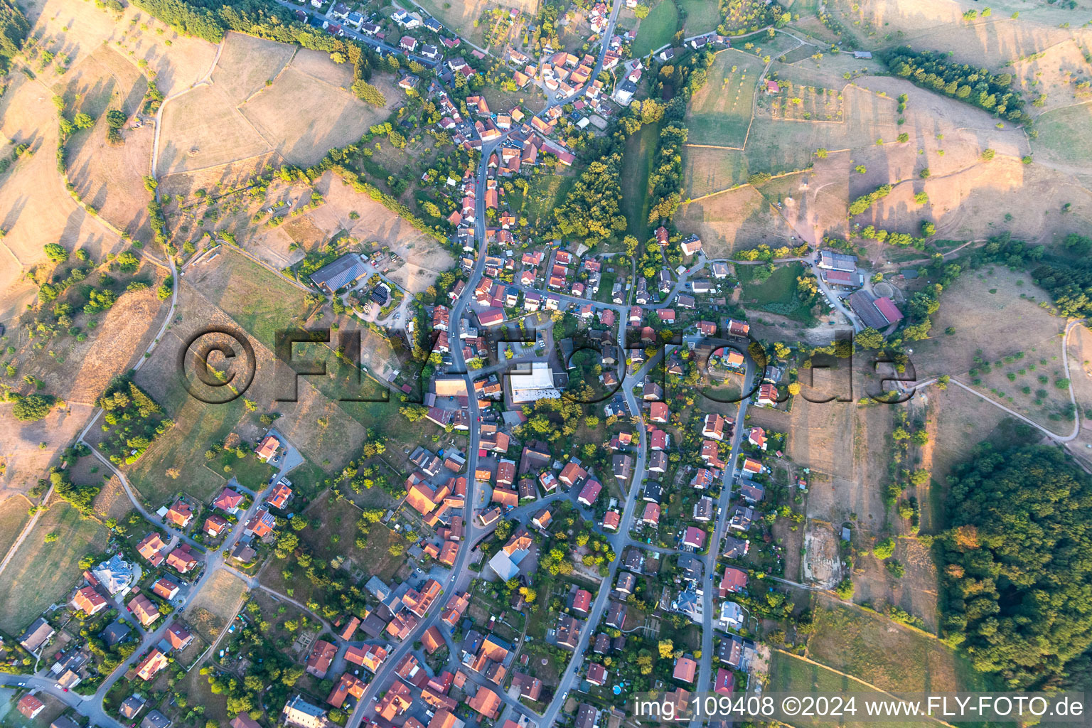 Aerial view of Zotzenbach in the state Hesse, Germany