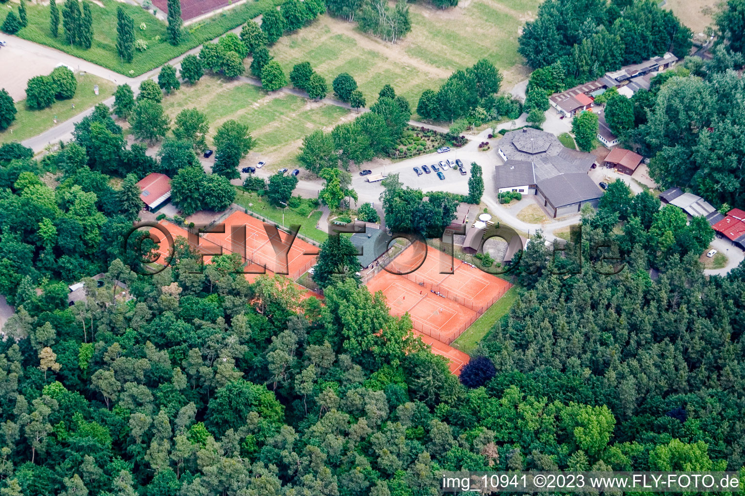 Aerial photograpy of Tennis club in Rülzheim in the state Rhineland-Palatinate, Germany
