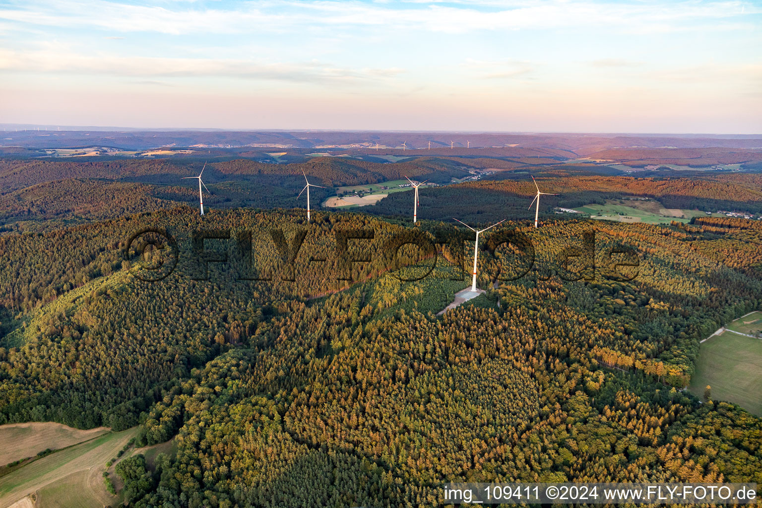 Wind turbines at Kapellenberg in the district Weschnitz in Fürth in the state Hesse, Germany