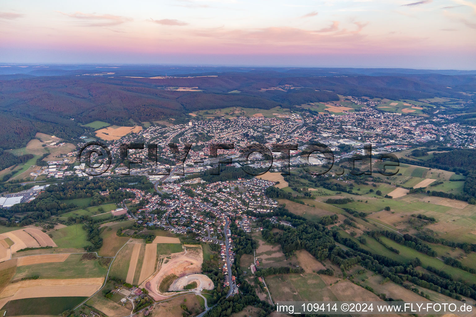 Town View of the streets and houses of the residential areas in Michelstadt in the state Hesse, Germany