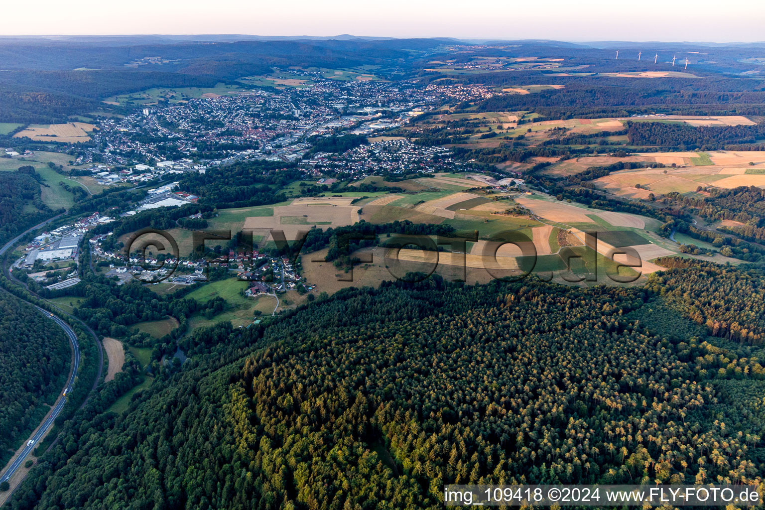 Town View of the streets and houses of the residential areas in Bad Koenig in the state Hesse, Germany