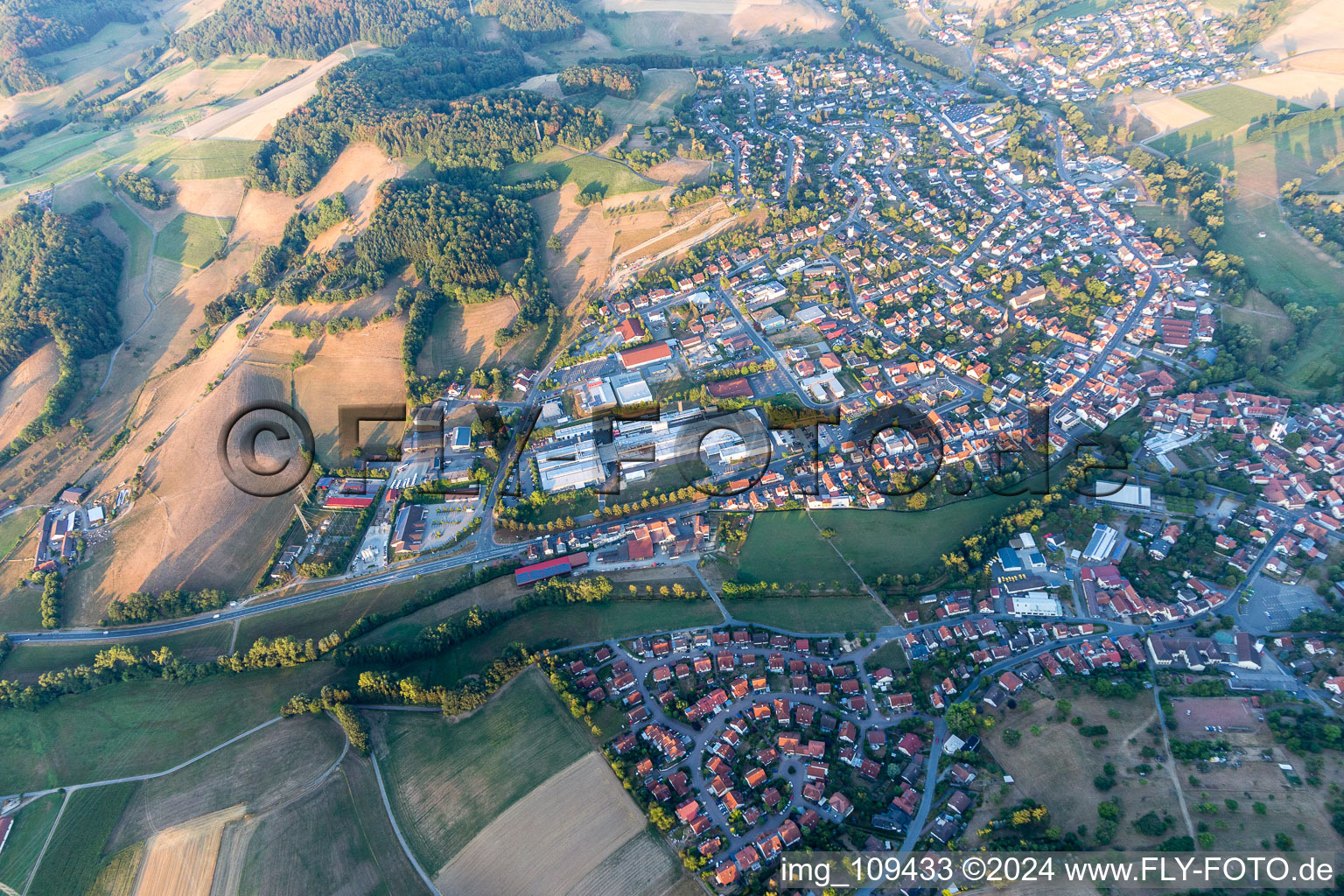 Aerial photograpy of Reichelsheim in the state Hesse, Germany