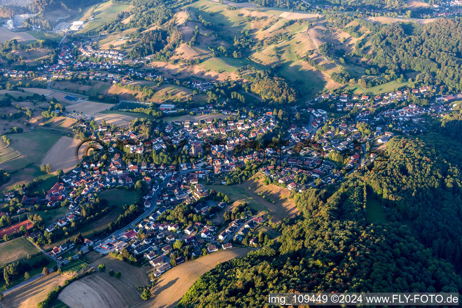 Oblique view of Kirschhausen in the state Hesse, Germany