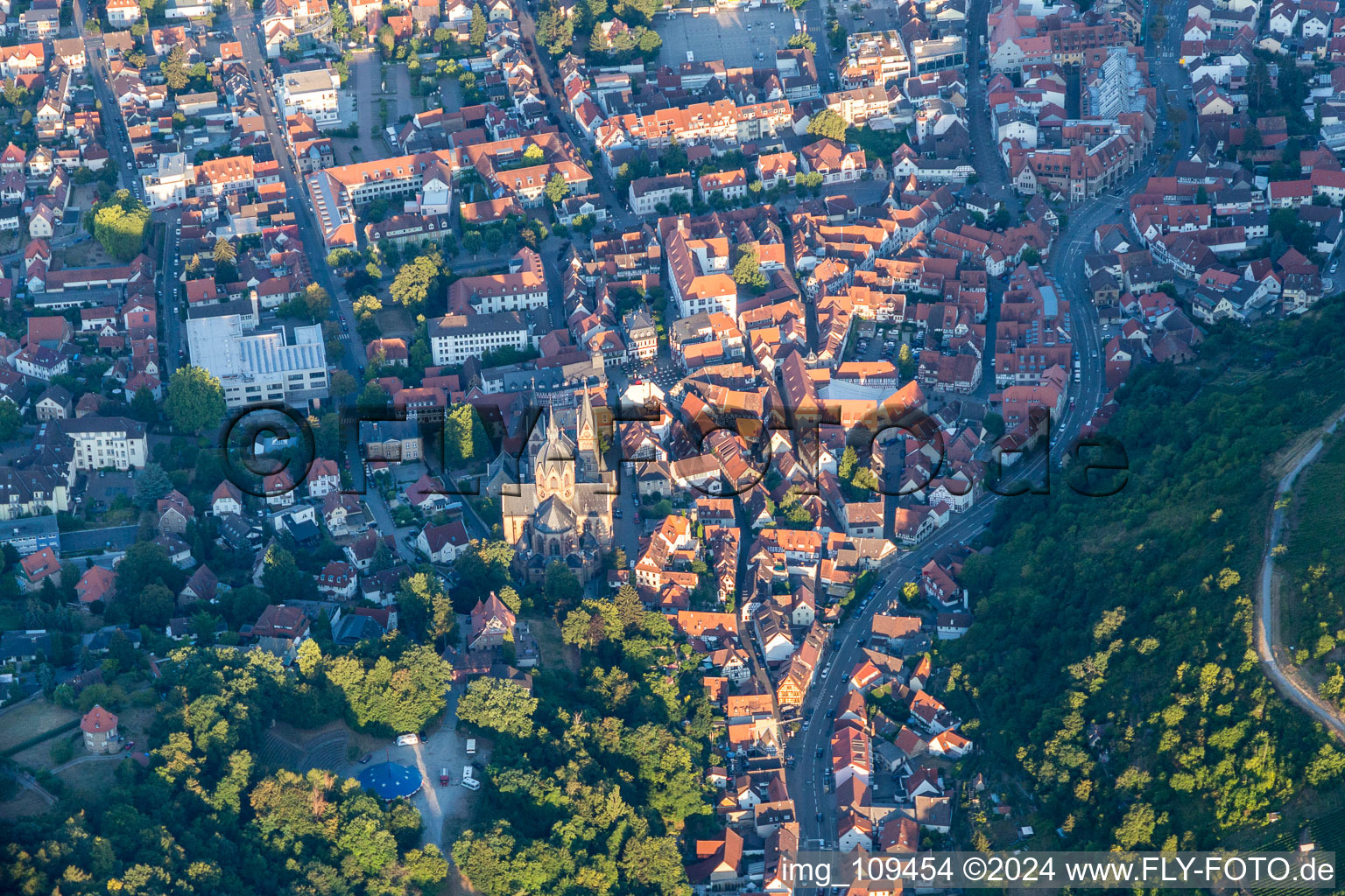 Heppenheim in the state Hesse, Germany from a drone