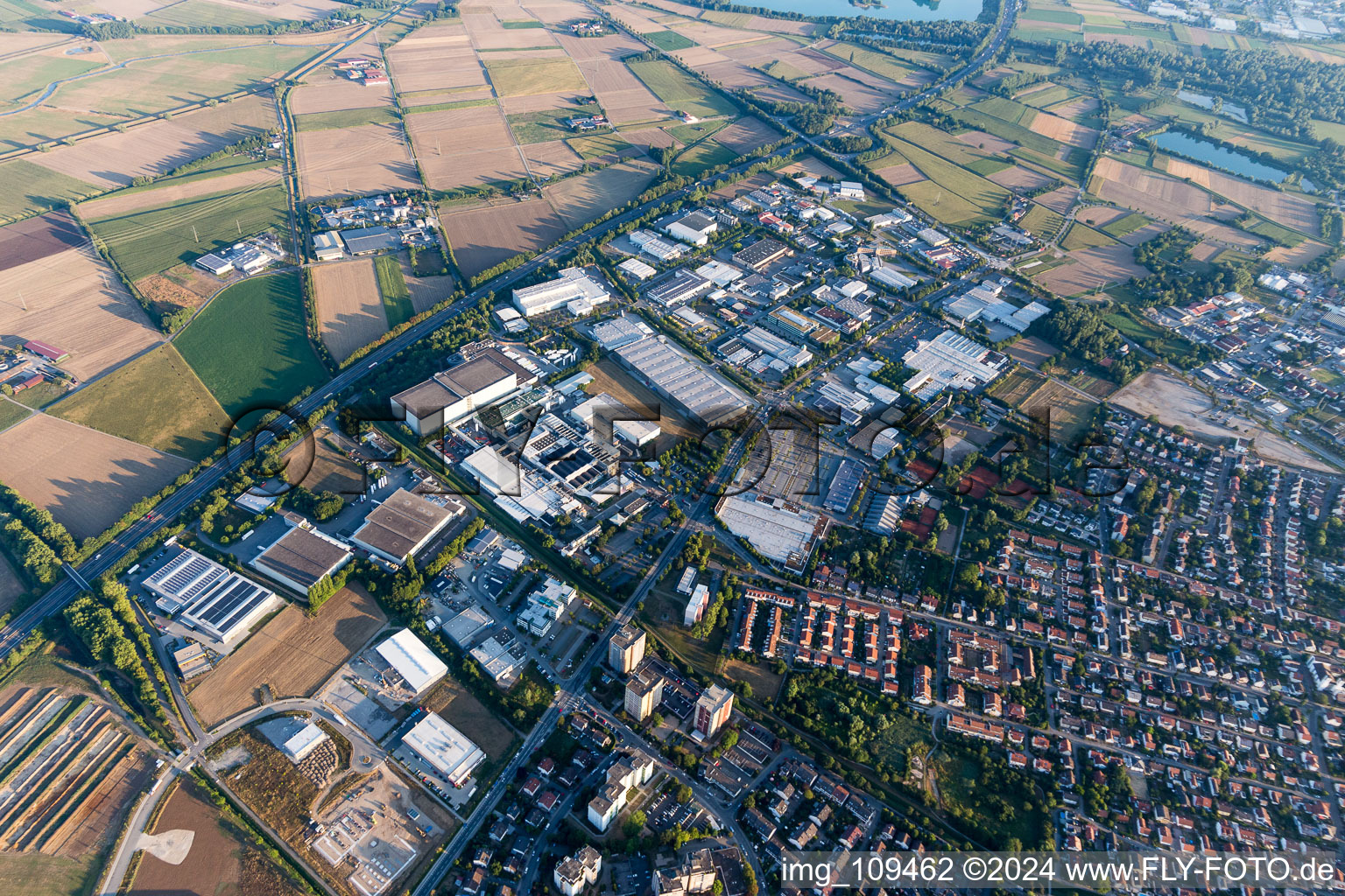 Industrial and commercial area with Unilever Germany GmbH plant Heppenheim in Heppenheim (Bergstrasse) in the state Hesse, Germany