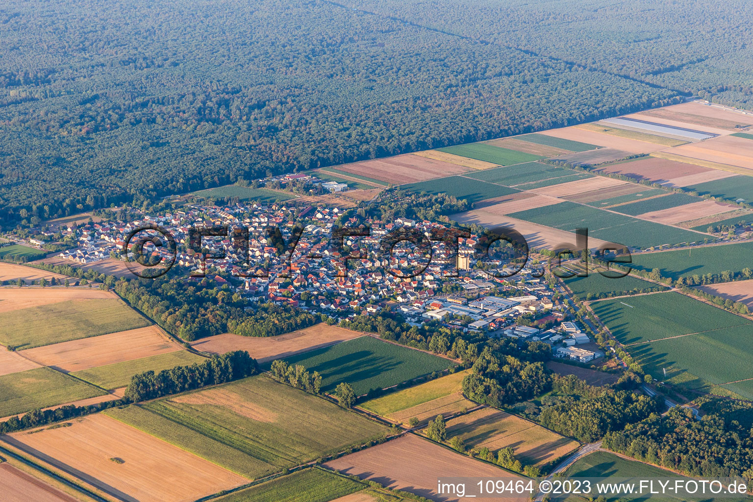 Aerial photograpy of Hüttenfeld in the state Hesse, Germany