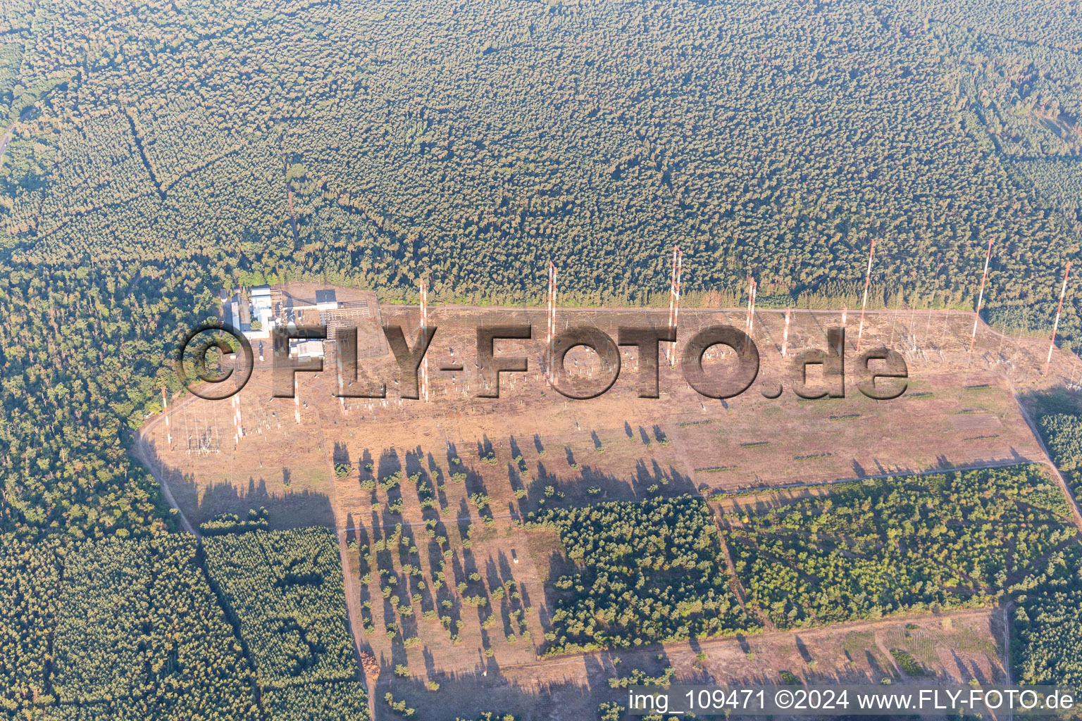 Aerial view of IBB Transmitter in Lampertheim in the state Hesse, Germany