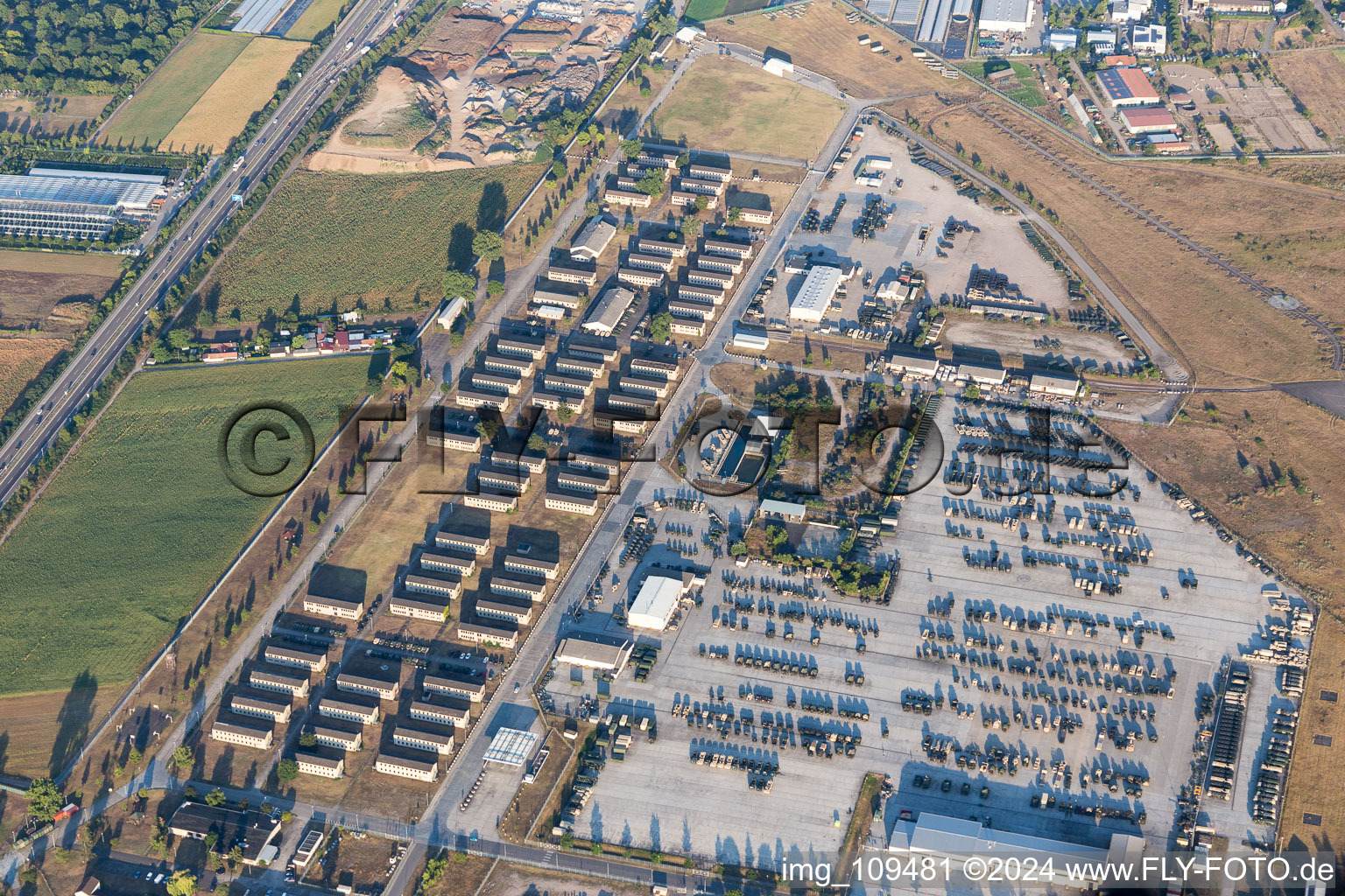 Building complex of the US army - military barracks Coleman Baracks in Mannheim in the state Baden-Wurttemberg, Germany