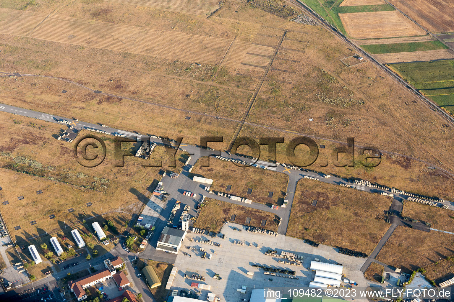 Aerial view of Coleman Baracks in the district Sandhofen in Mannheim in the state Baden-Wuerttemberg, Germany