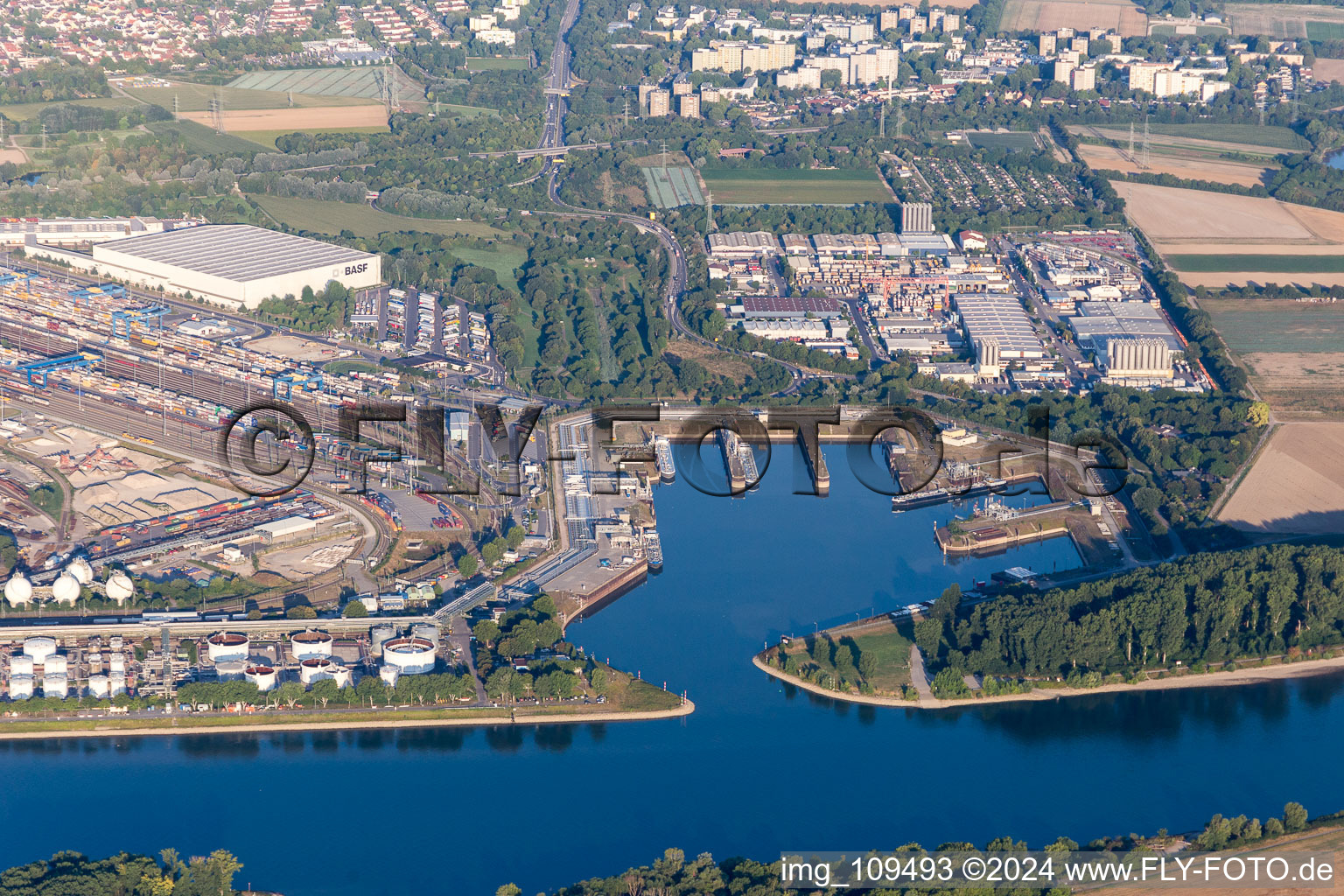 Aerial photograpy of District BASF in Ludwigshafen am Rhein in the state Rhineland-Palatinate, Germany