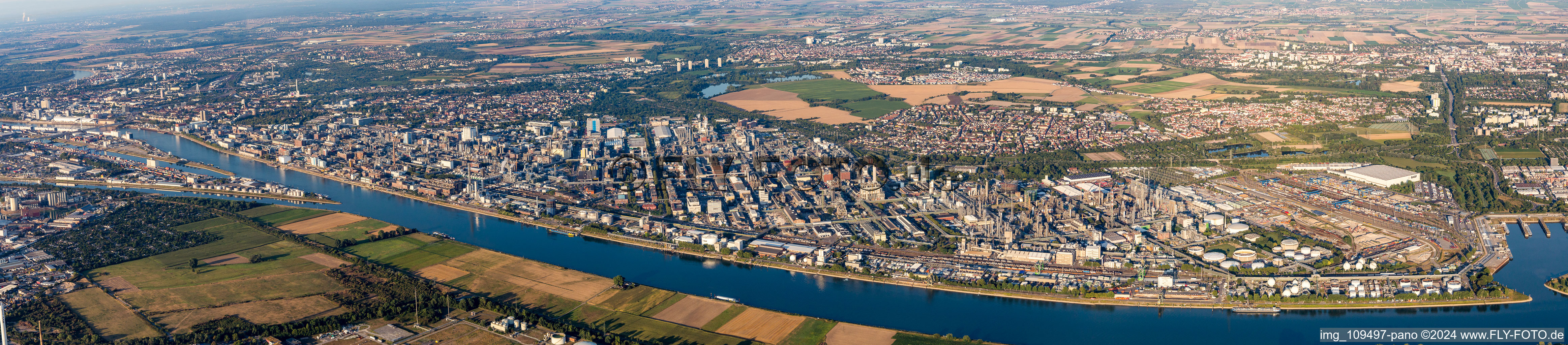 Panorama in the district BASF in Ludwigshafen am Rhein in the state Rhineland-Palatinate, Germany