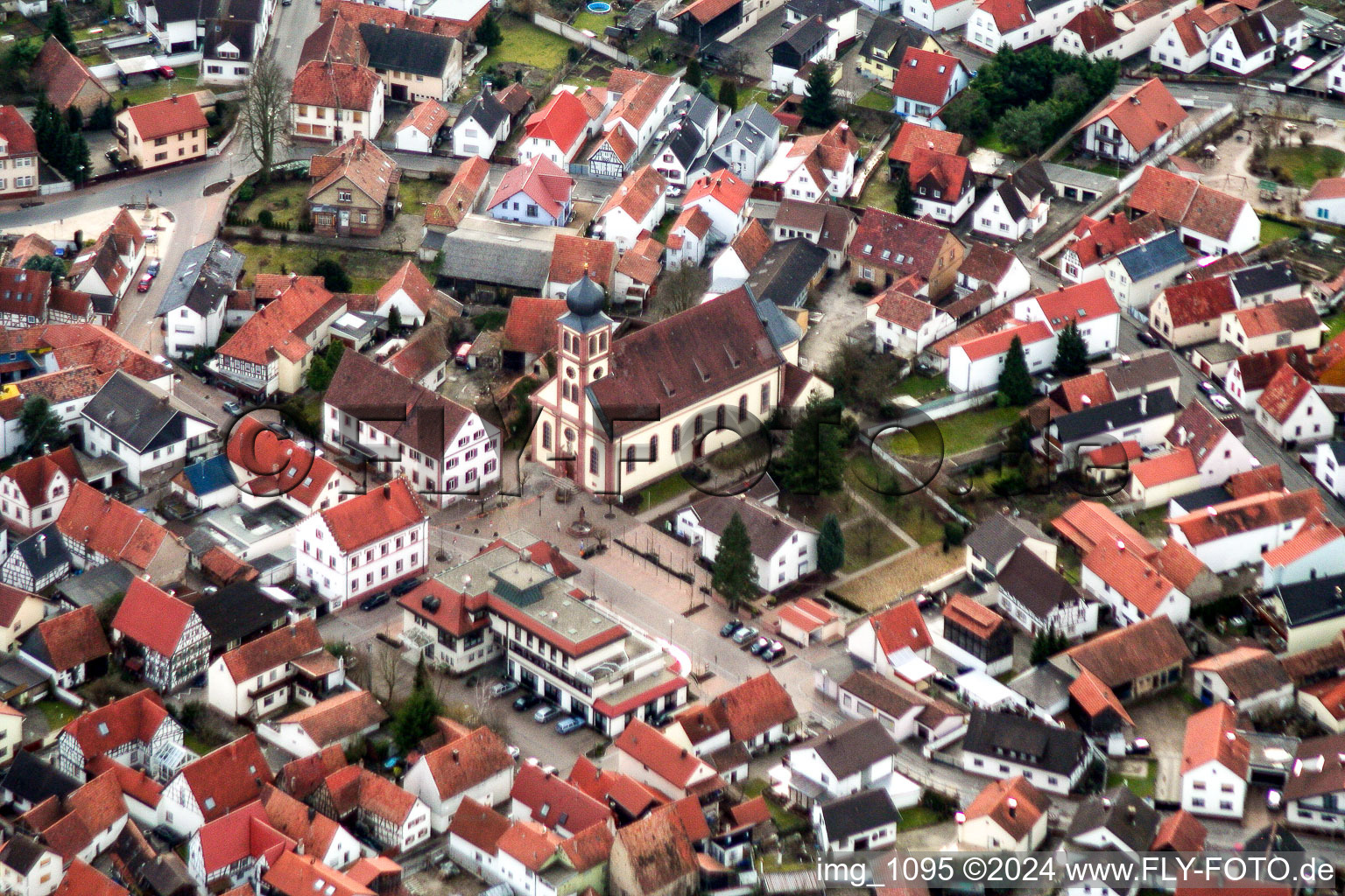 Catholic Church building in the centre of Hagenbach in the state Rhineland-Palatinate