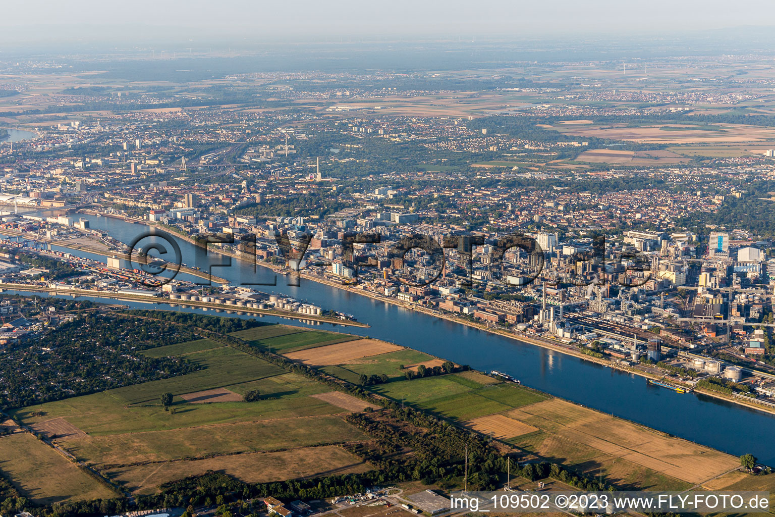 Drone image of District BASF in Ludwigshafen am Rhein in the state Rhineland-Palatinate, Germany