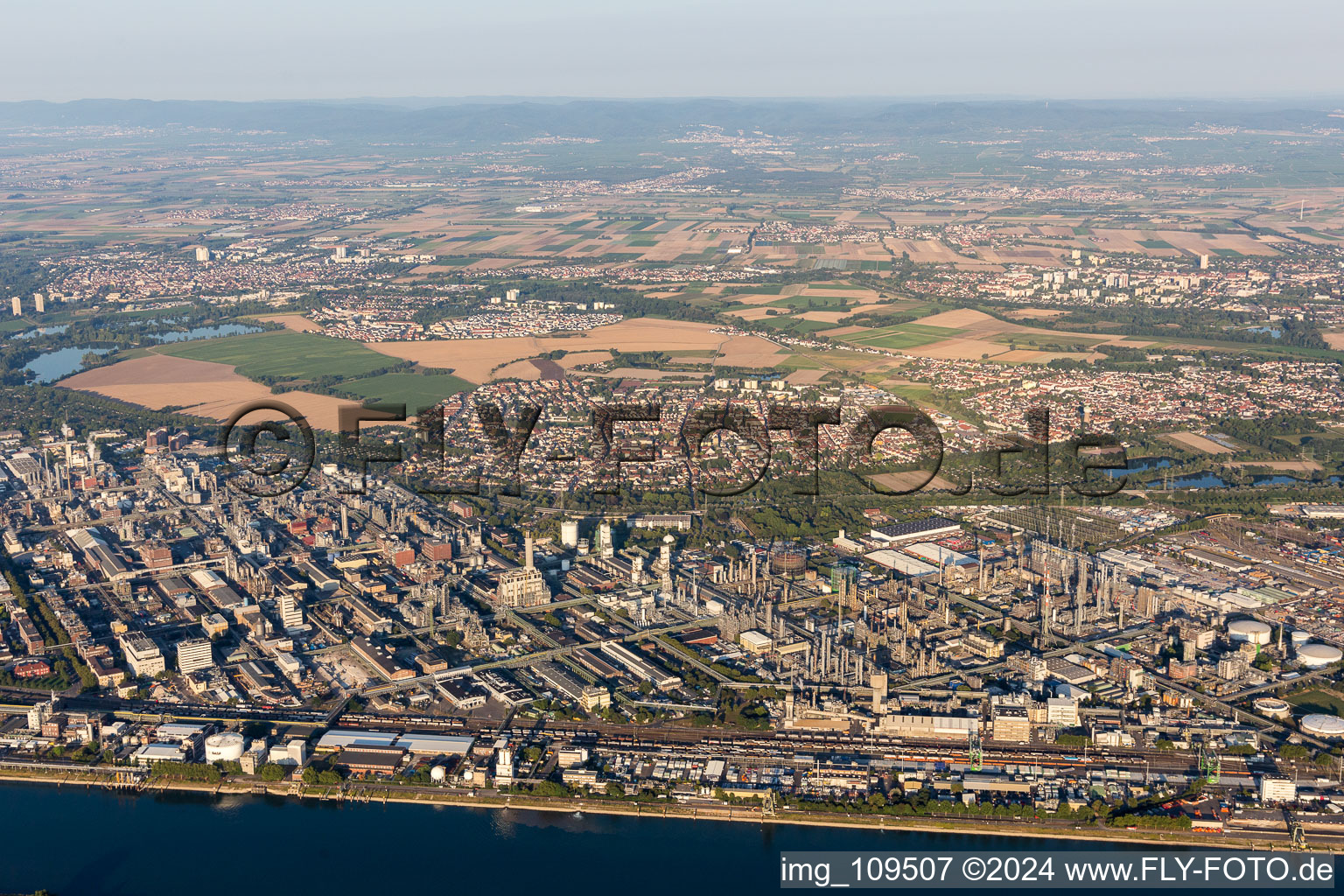 District BASF in Ludwigshafen am Rhein in the state Rhineland-Palatinate, Germany seen from a drone