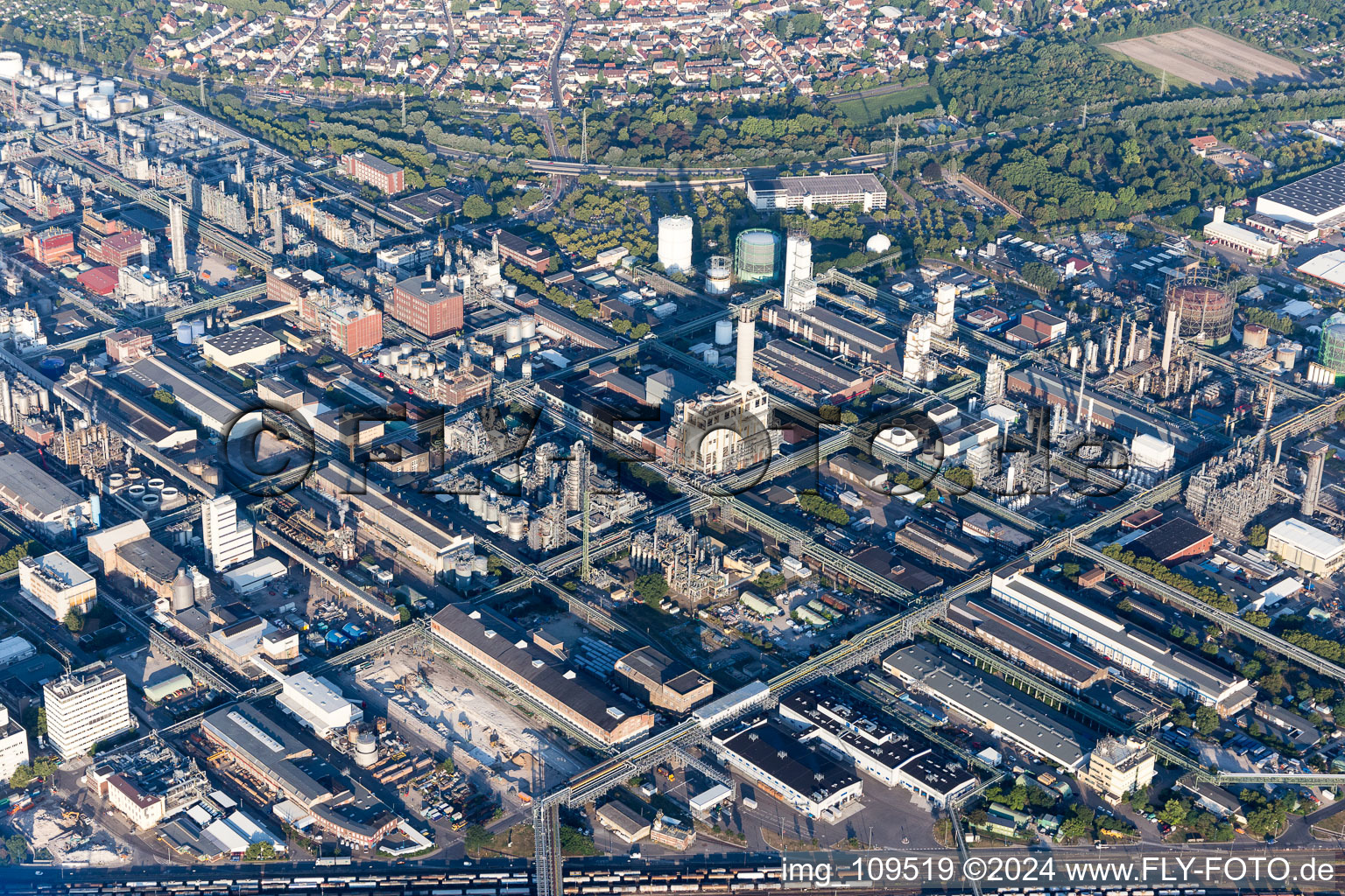 Drone image of District BASF in Ludwigshafen am Rhein in the state Rhineland-Palatinate, Germany