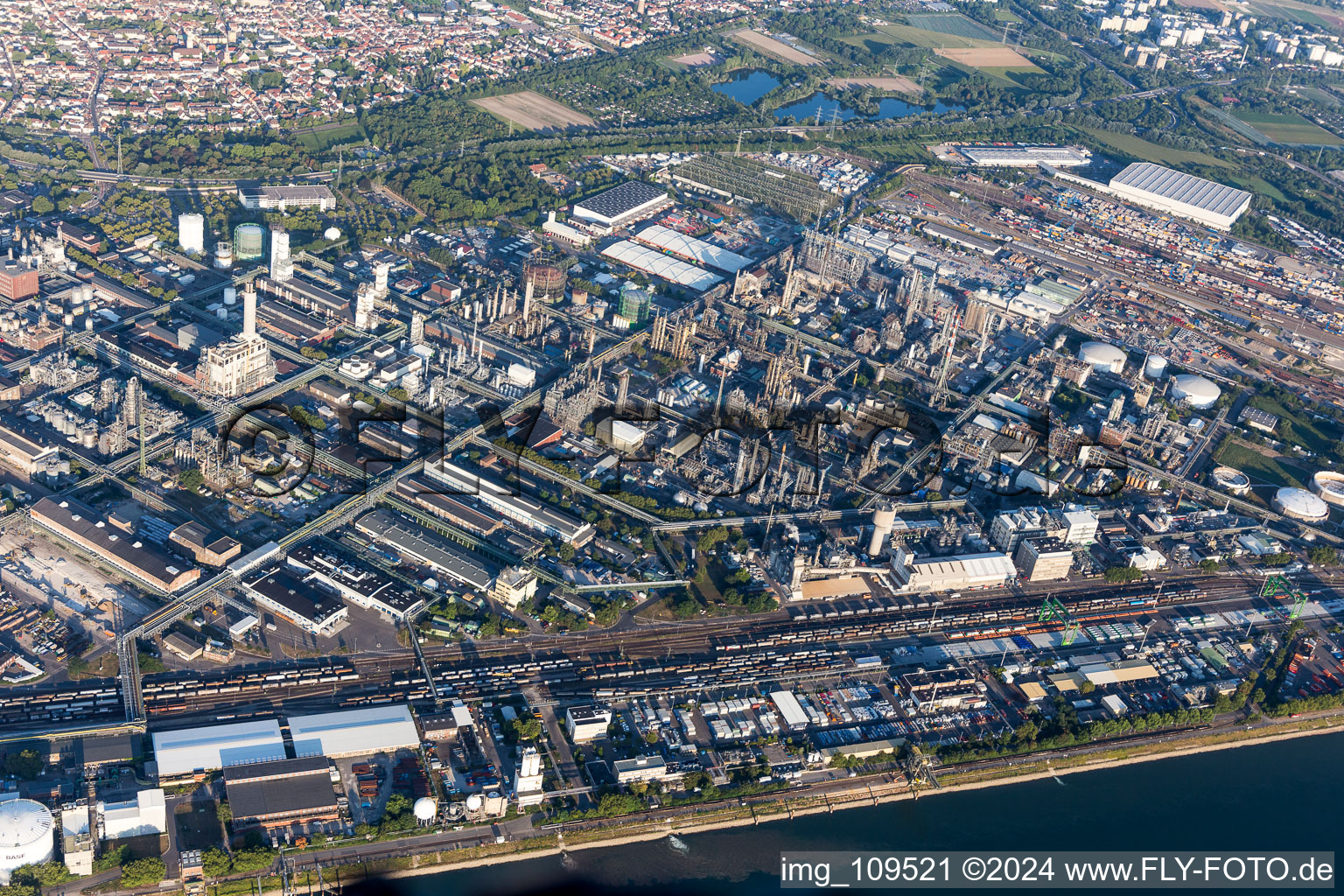 District BASF in Ludwigshafen am Rhein in the state Rhineland-Palatinate, Germany from a drone