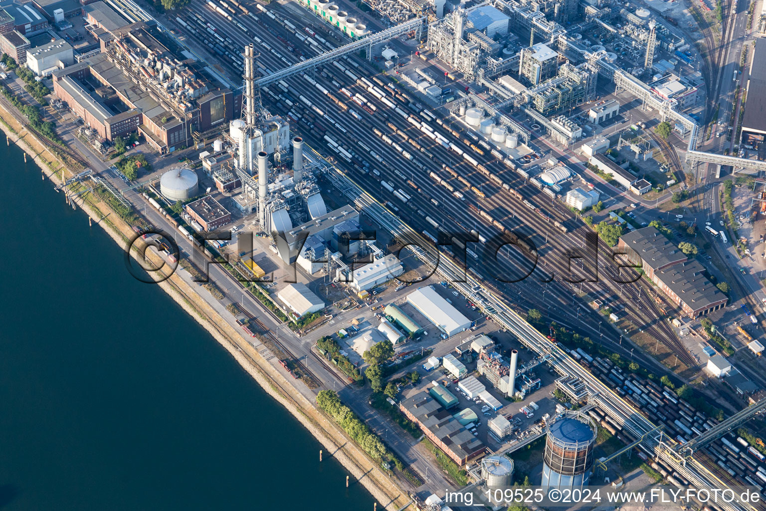 Oblique view of District BASF in Ludwigshafen am Rhein in the state Rhineland-Palatinate, Germany