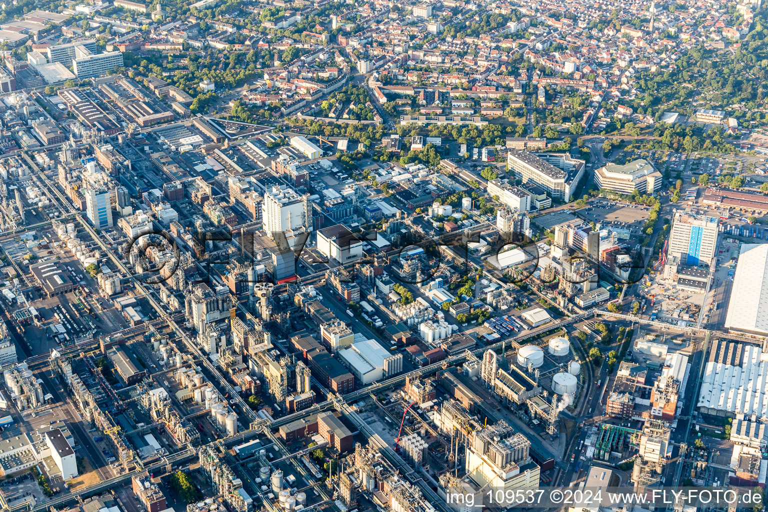 Drone image of District BASF in Ludwigshafen am Rhein in the state Rhineland-Palatinate, Germany