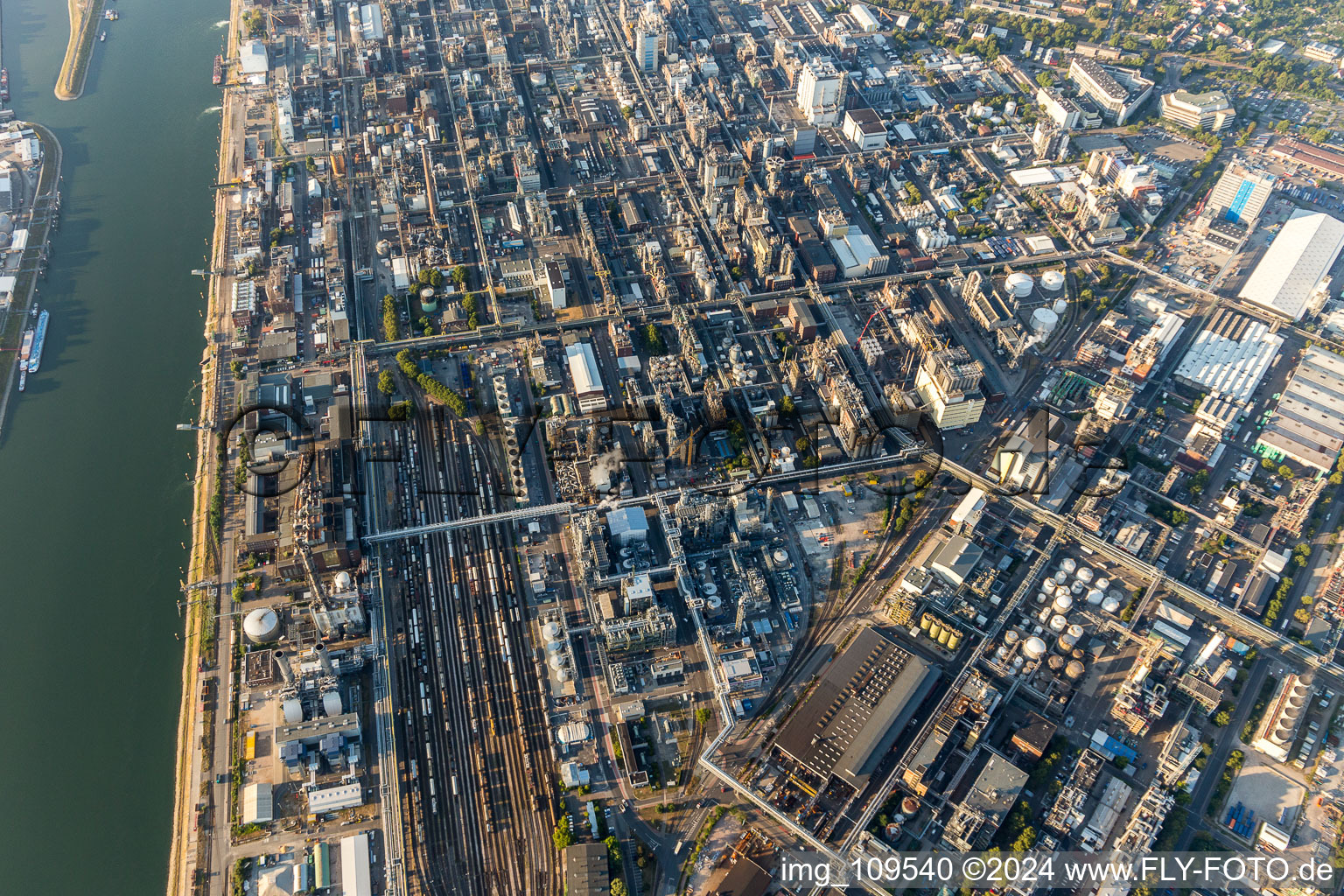 District BASF in Ludwigshafen am Rhein in the state Rhineland-Palatinate, Germany from a drone