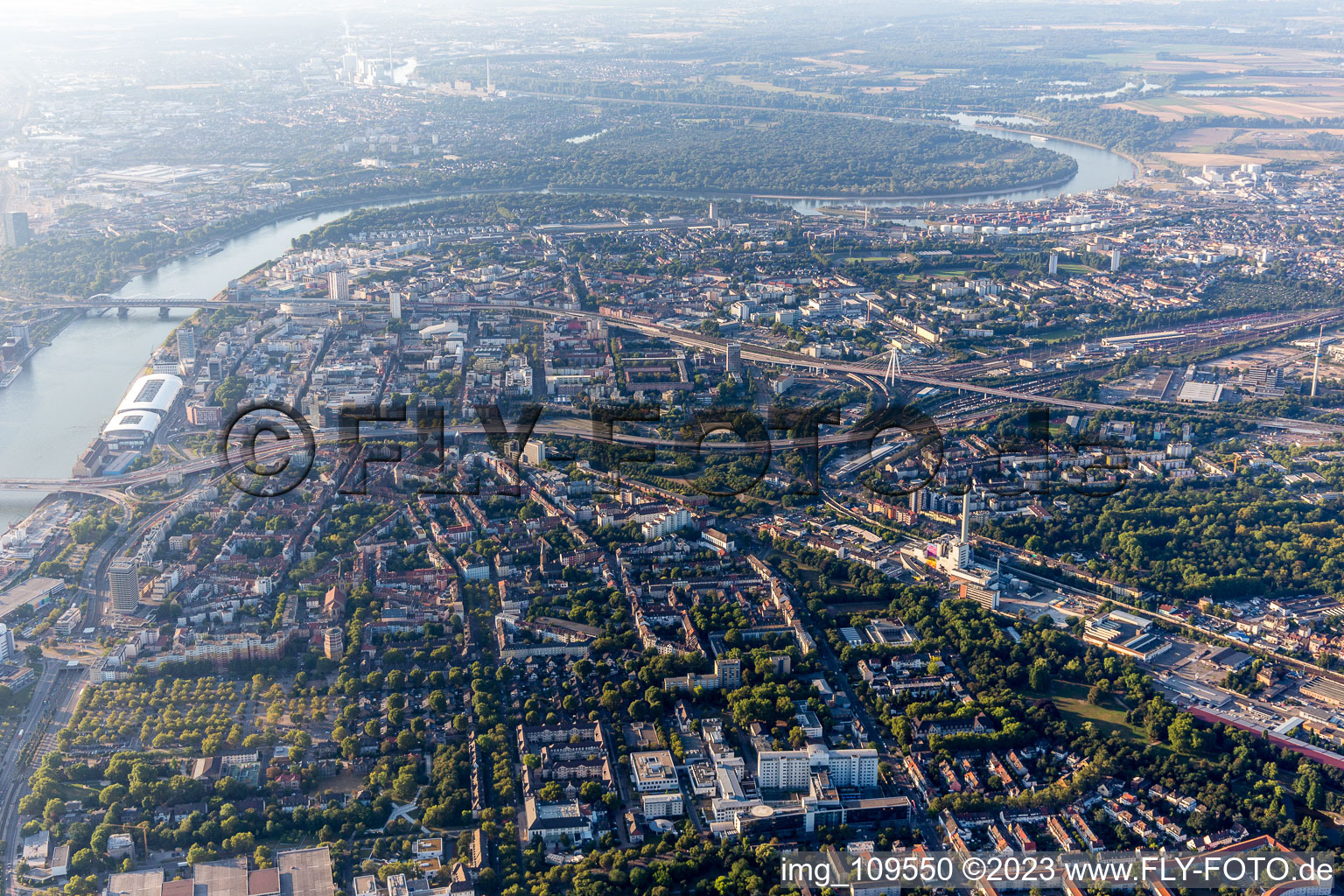 Aerial photograpy of District Mitte in Ludwigshafen am Rhein in the state Rhineland-Palatinate, Germany