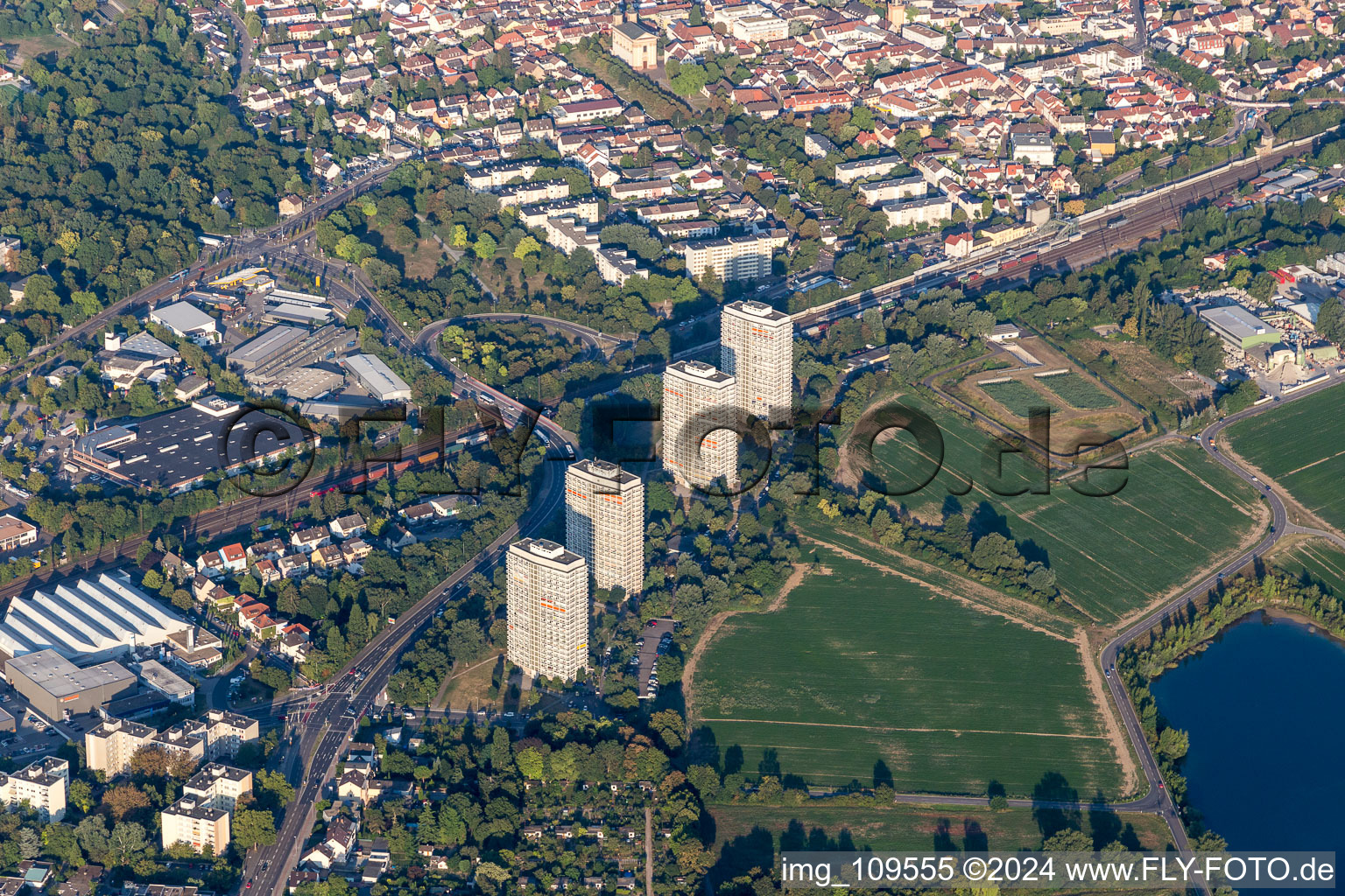 District Oppau in Ludwigshafen am Rhein in the state Rhineland-Palatinate, Germany out of the air