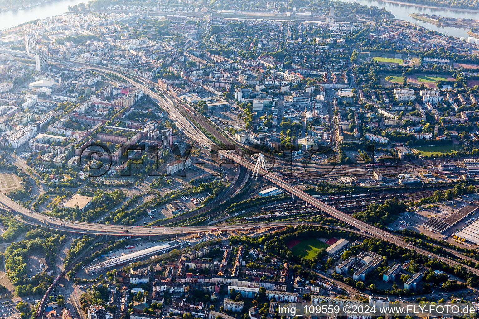 Elevated road in the district Mitte in Ludwigshafen am Rhein in the state Rhineland-Palatinate, Germany