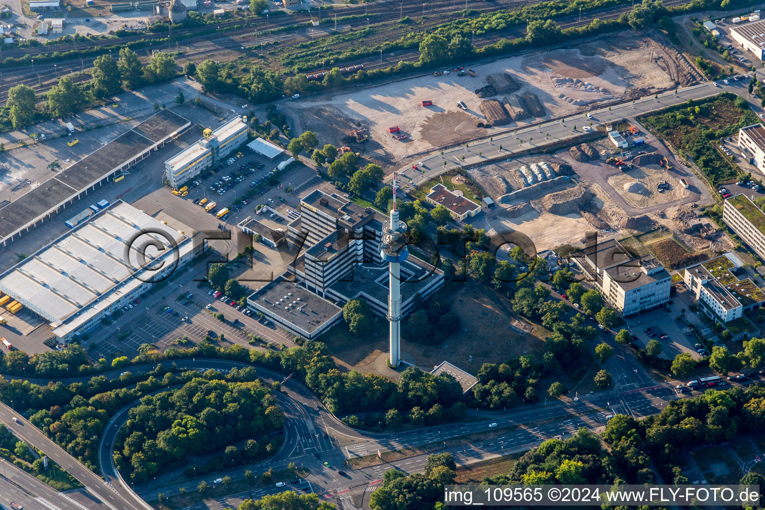 DHL warehouse and Postbank in the district Mundenheim in Ludwigshafen am Rhein in the state Rhineland-Palatinate, Germany