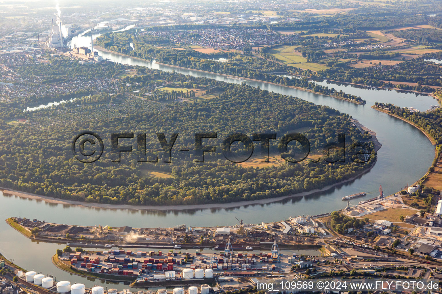 Kaiserwörth Harbour in the district Mundenheim in Ludwigshafen am Rhein in the state Rhineland-Palatinate, Germany out of the air