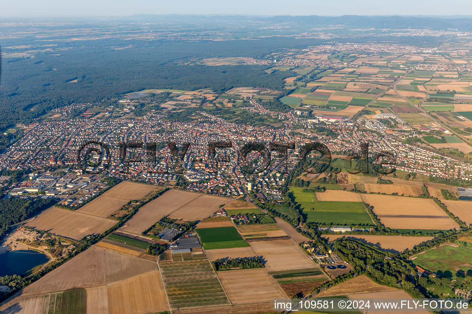 Schifferstadt in the state Rhineland-Palatinate, Germany from the plane