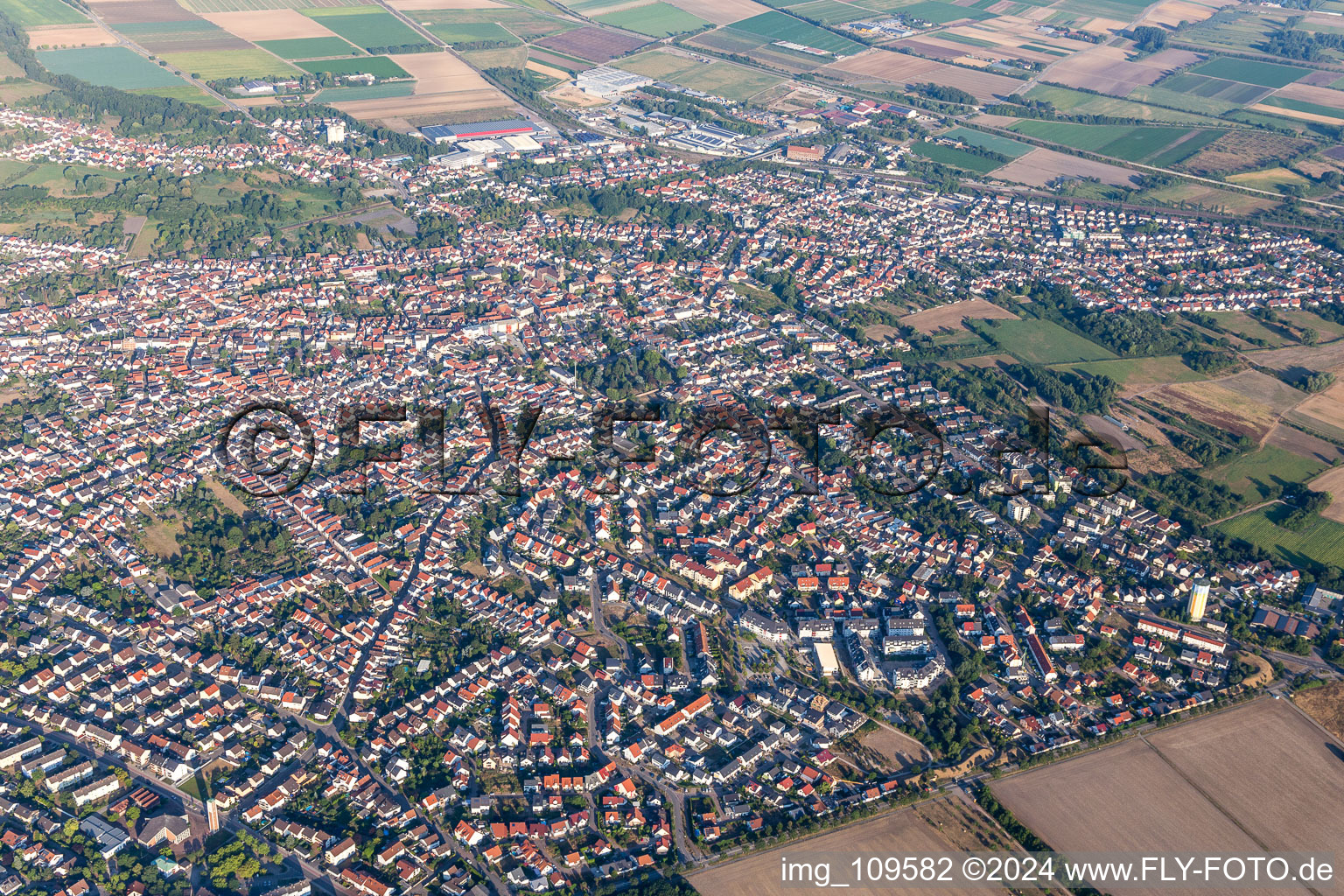 Bird's eye view of Schifferstadt in the state Rhineland-Palatinate, Germany