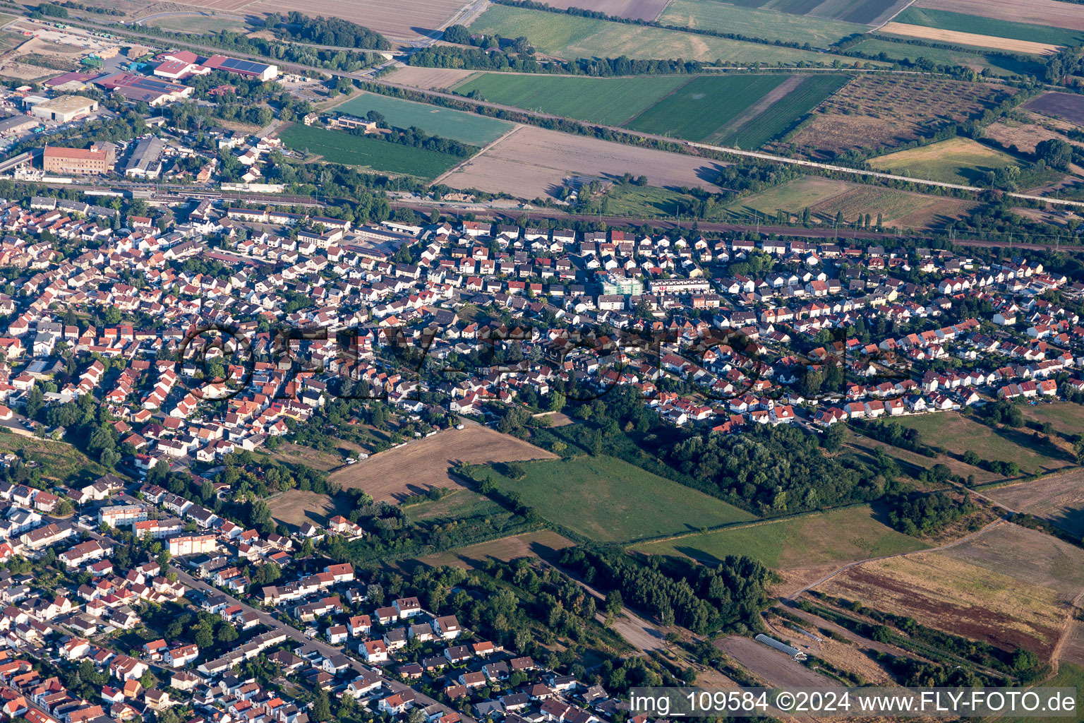 Schifferstadt in the state Rhineland-Palatinate, Germany viewn from the air