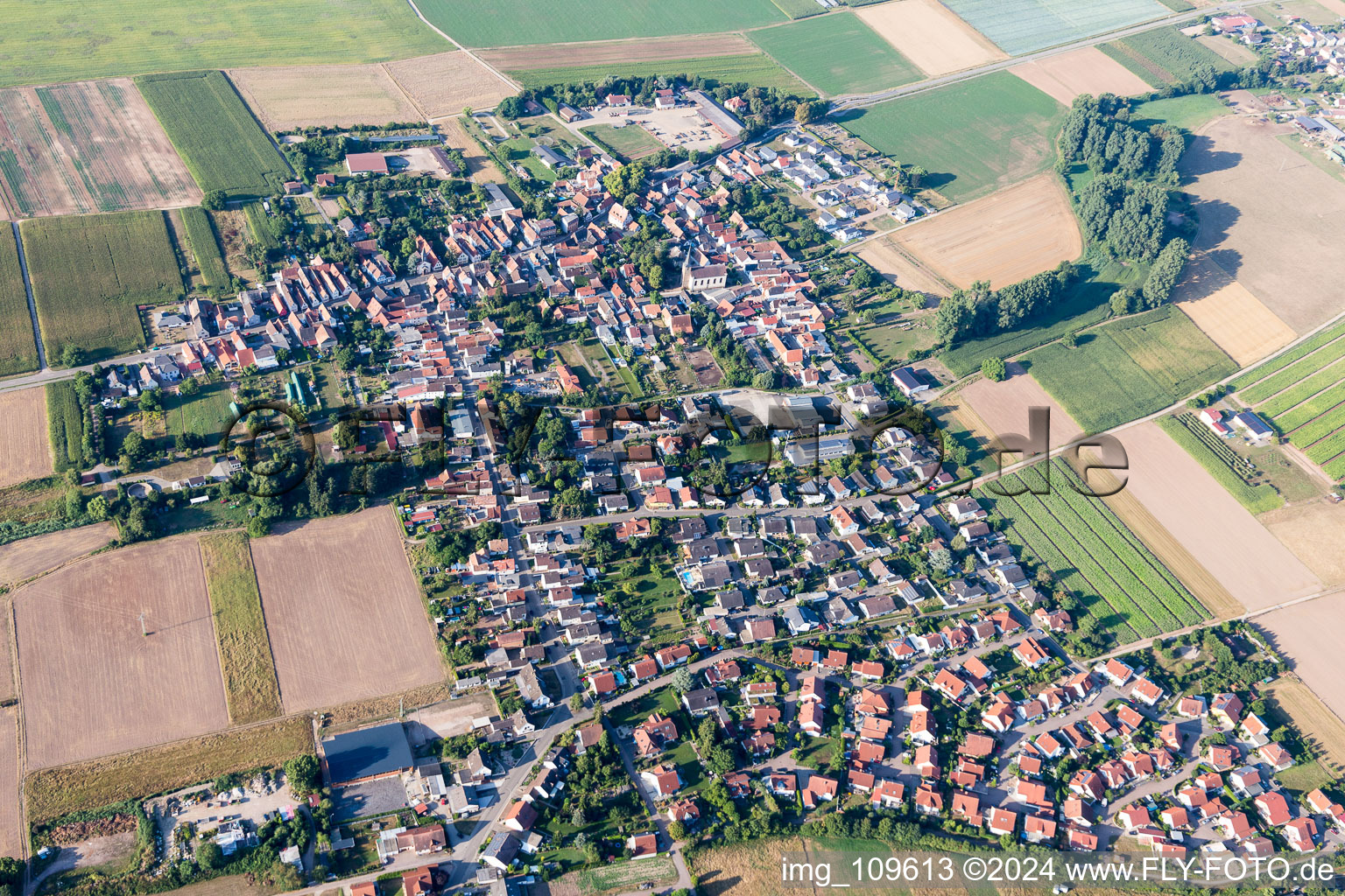 Bird's eye view of Knittelsheim in the state Rhineland-Palatinate, Germany