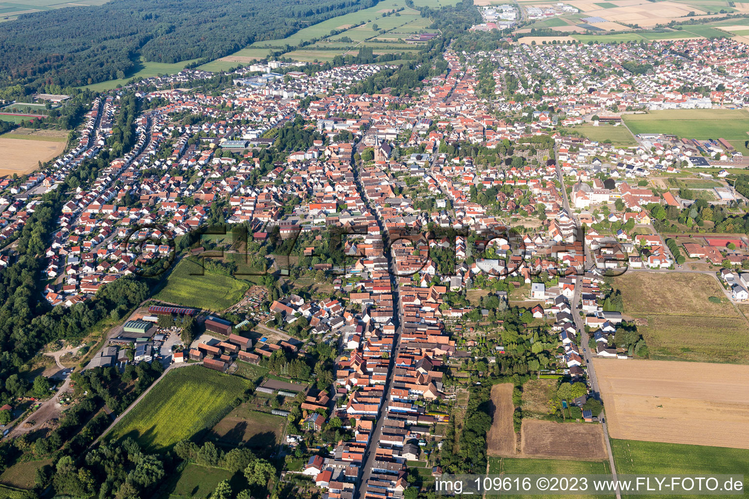 District Herxheim in Herxheim bei Landau in the state Rhineland-Palatinate, Germany from above