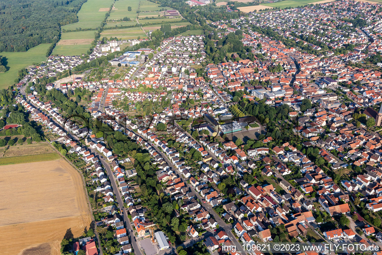 District Herxheim in Herxheim bei Landau/Pfalz in the state Rhineland-Palatinate, Germany from the plane