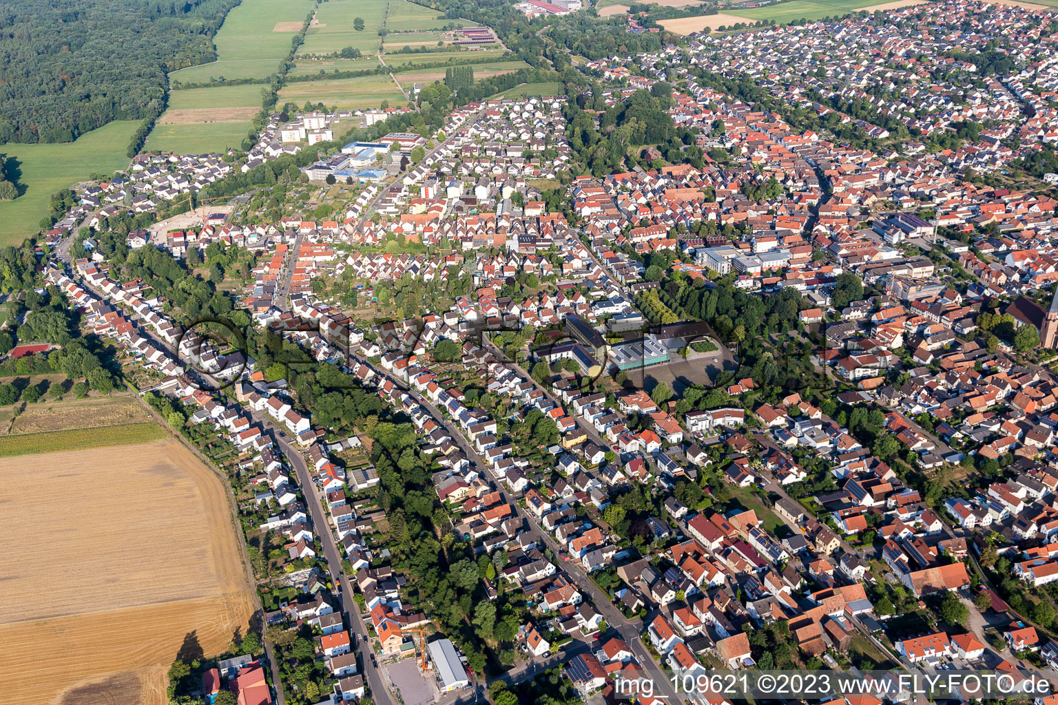 District Herxheim in Herxheim bei Landau in the state Rhineland-Palatinate, Germany from the plane