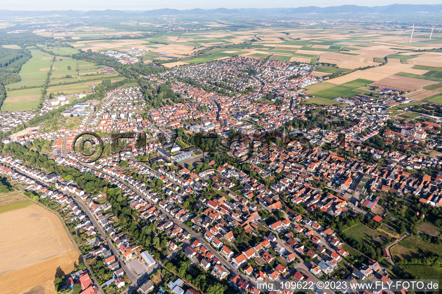 Bird's eye view of District Herxheim in Herxheim bei Landau in the state Rhineland-Palatinate, Germany