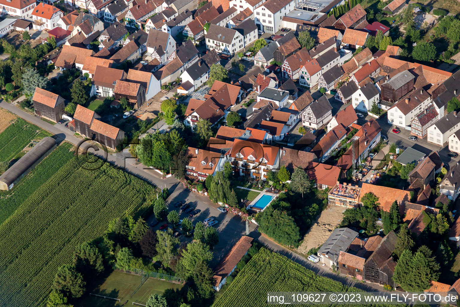 District Hayna in Herxheim bei Landau in the state Rhineland-Palatinate, Germany seen from a drone