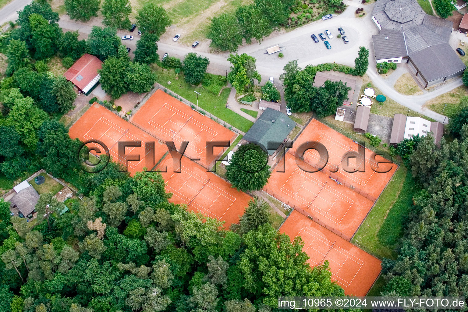 Bird's eye view of Tennis club in Rülzheim in the state Rhineland-Palatinate, Germany