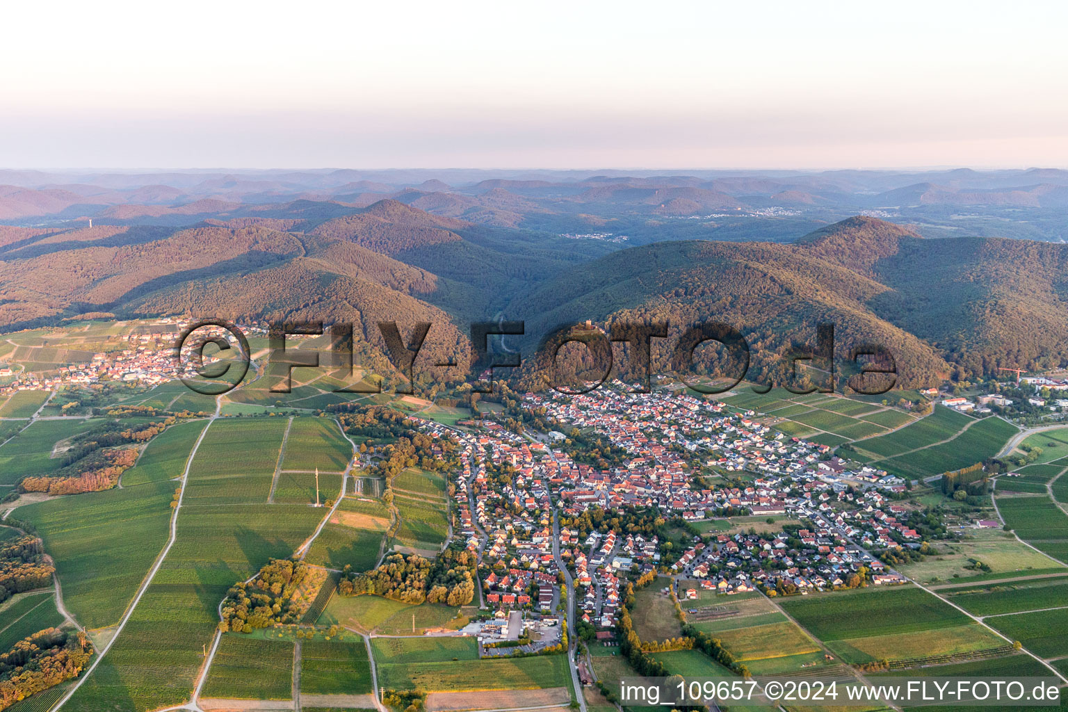 Aerial photograpy of Klingenmünster in the state Rhineland-Palatinate, Germany