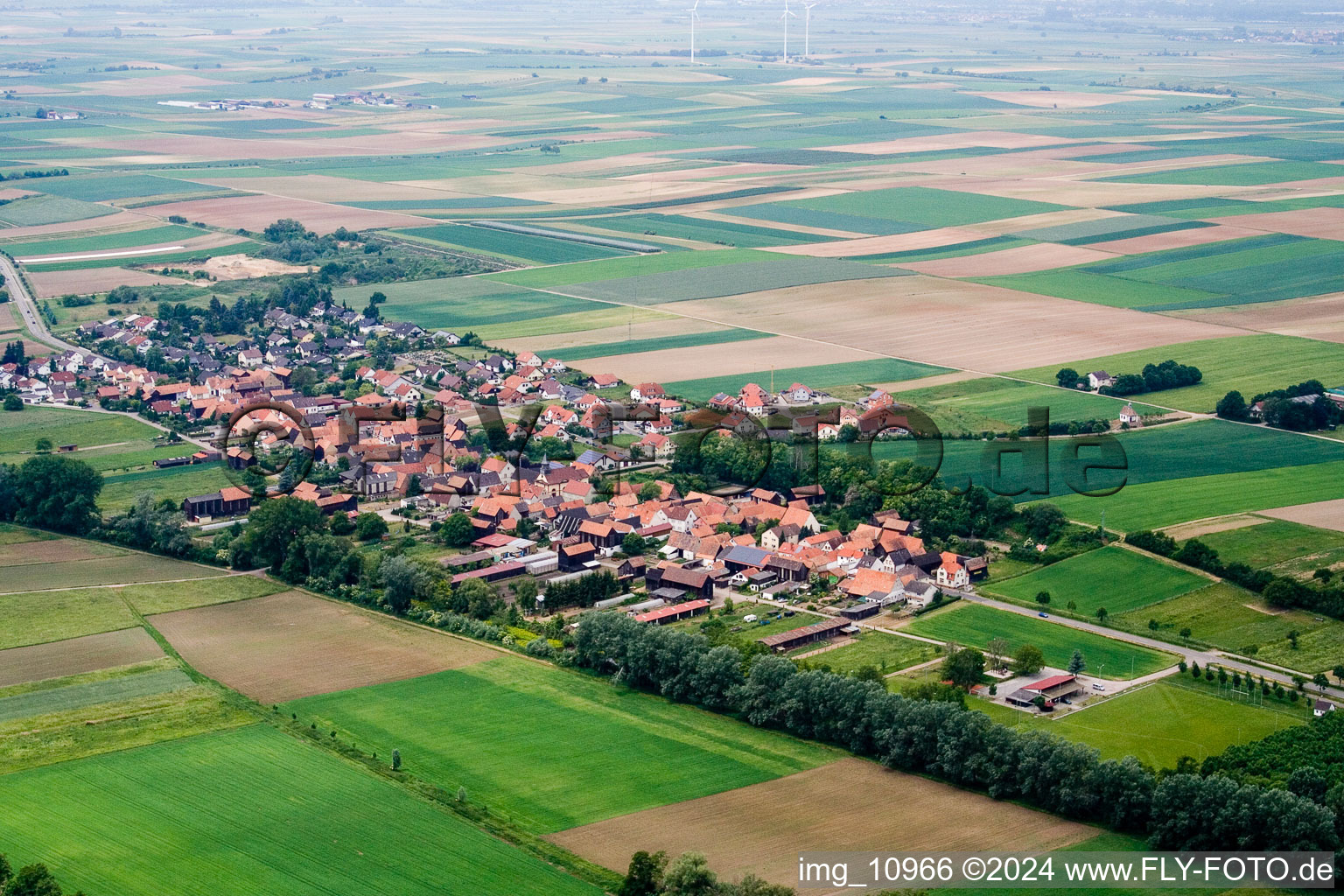 Herxheimweyher in the state Rhineland-Palatinate, Germany viewn from the air