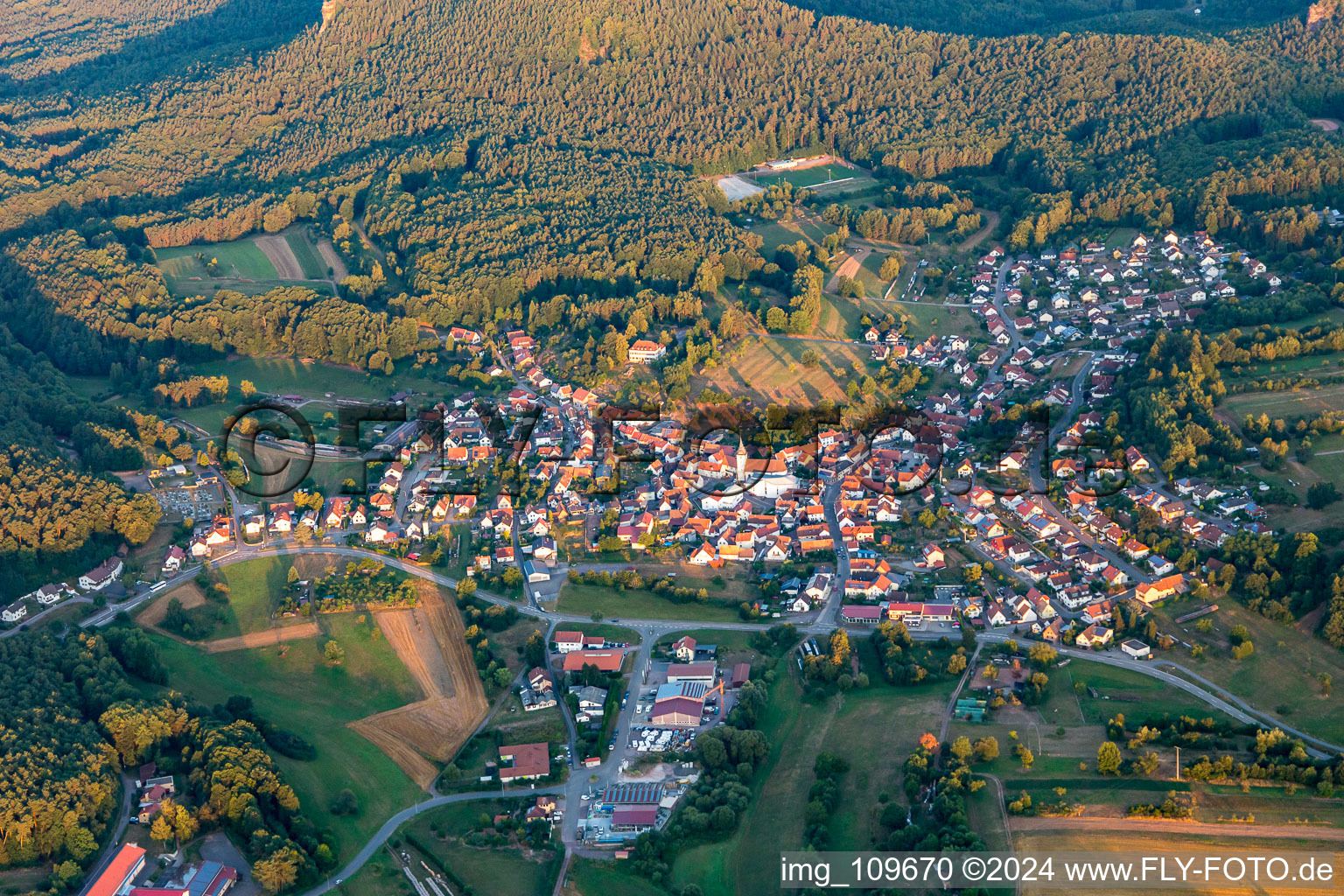 Aerial view of From the east in the district Gossersweiler in Gossersweiler-Stein in the state Rhineland-Palatinate, Germany