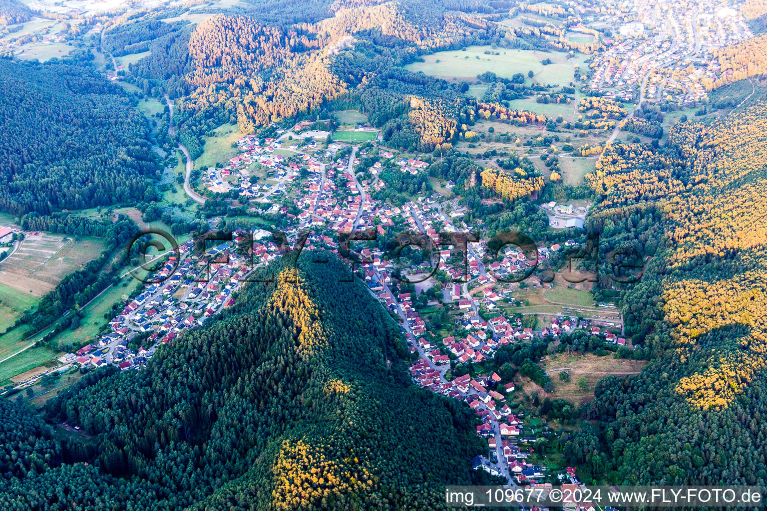 Erfweiler in the state Rhineland-Palatinate, Germany seen from above