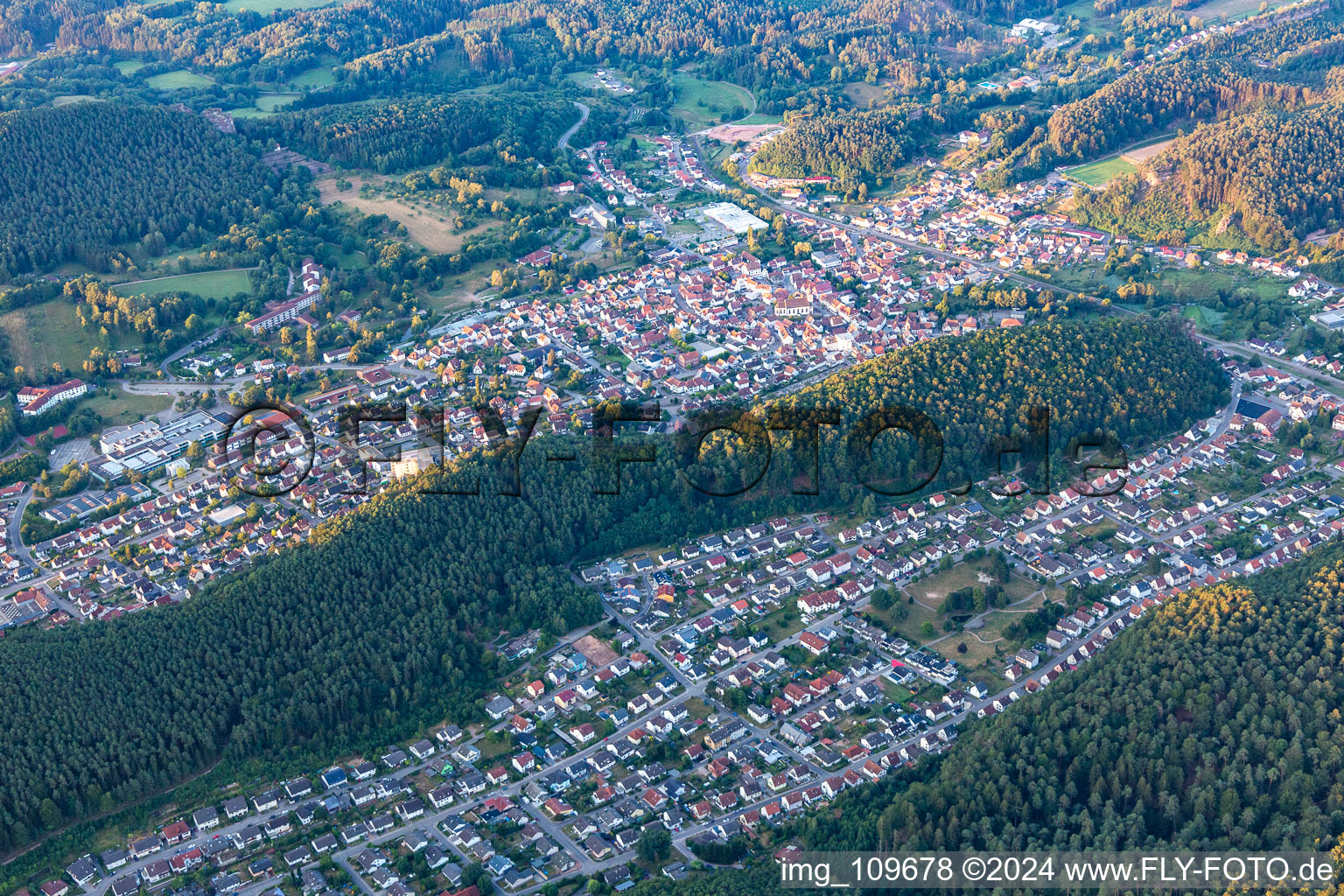 Dahn in the state Rhineland-Palatinate, Germany from a drone