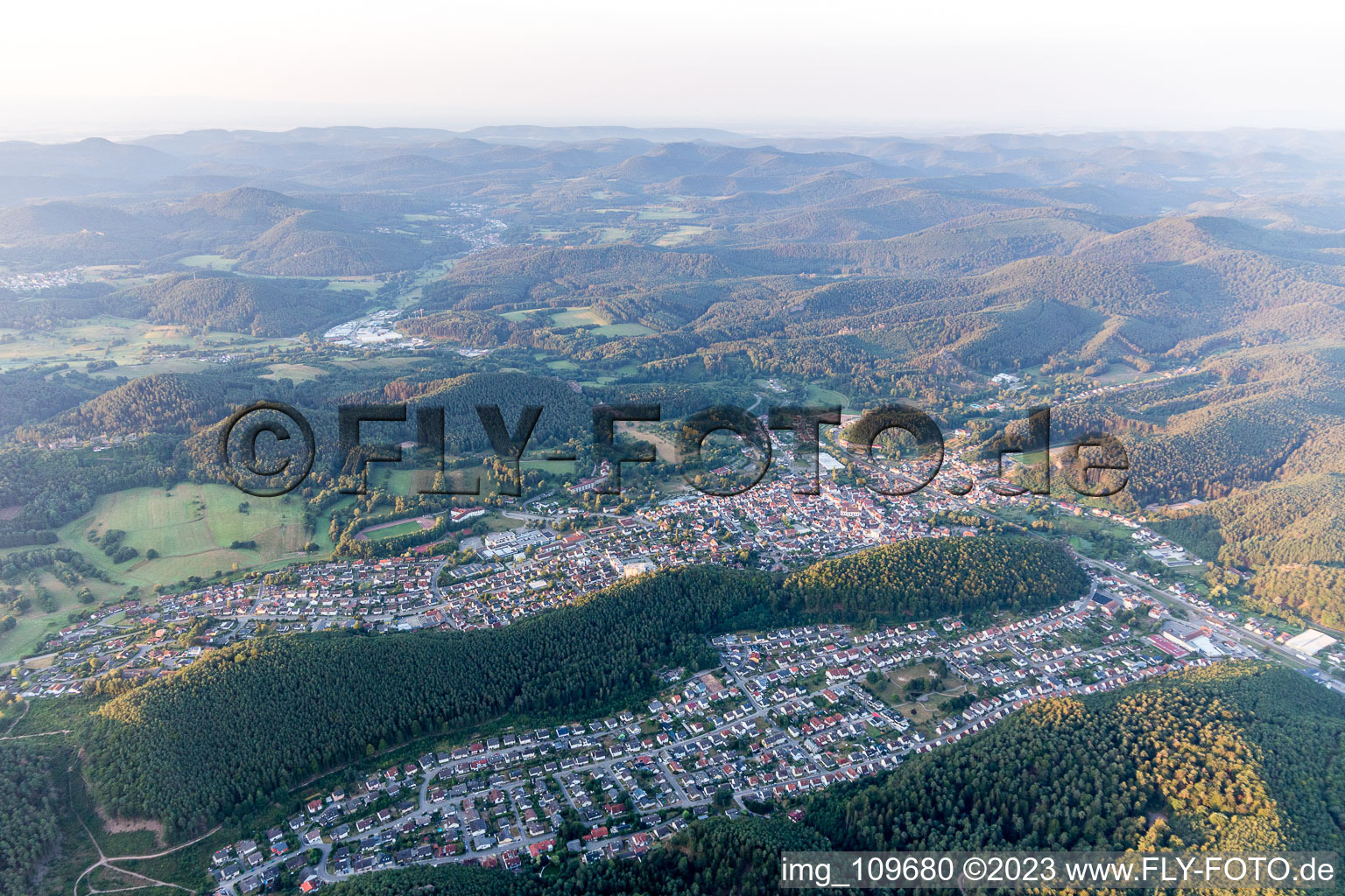 Oblique view of Dahn in the state Rhineland-Palatinate, Germany