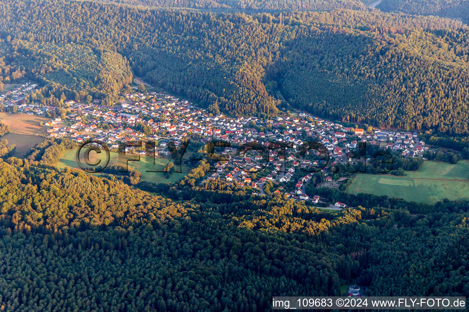 Aerial view of Ruppertsweiler in the state Rhineland-Palatinate, Germany