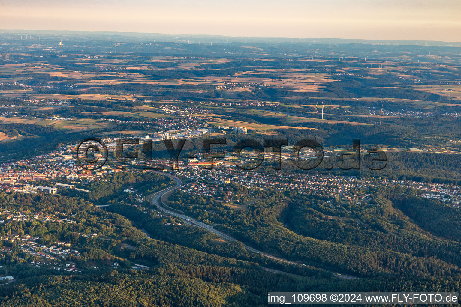 Pirmasens in the state Rhineland-Palatinate, Germany from the plane