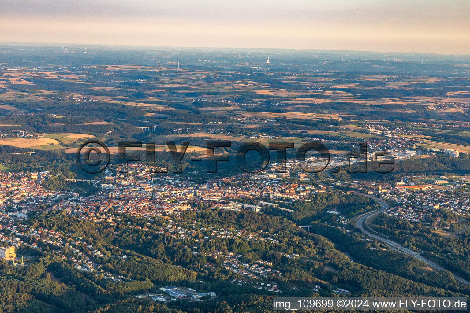 Bird's eye view of Pirmasens in the state Rhineland-Palatinate, Germany