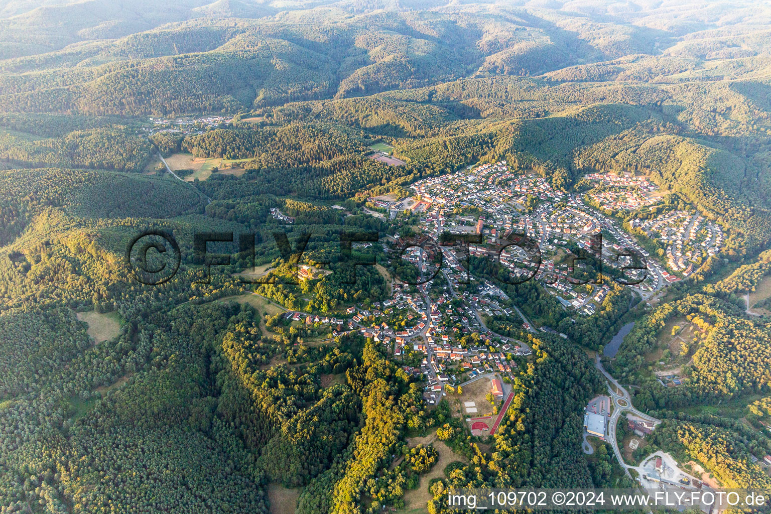 Drone recording of Lemberg in the state Rhineland-Palatinate, Germany