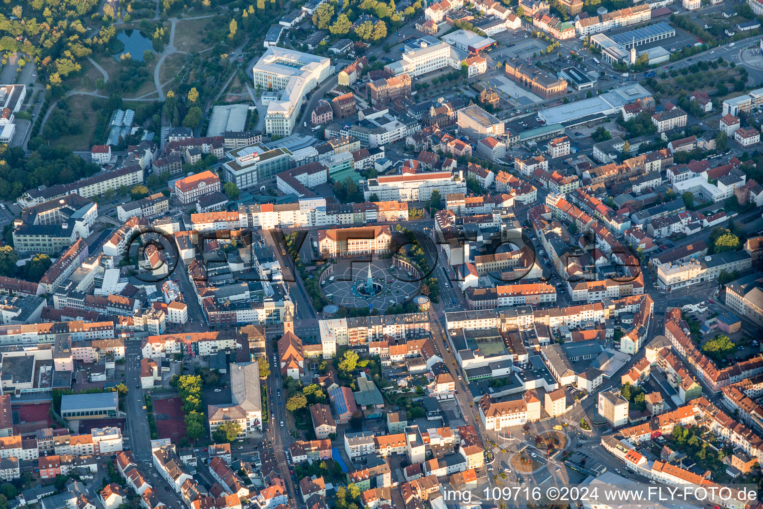 Circular surface of Place Exerzierplatz at town hall in Pirmasens in the state Rhineland-Palatinate, Germany